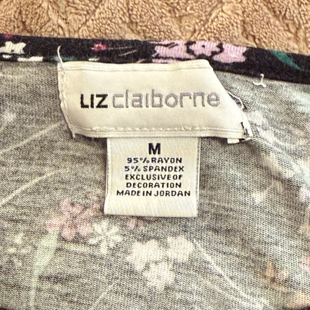 Liz Claiborne Womens M Top Floral Long Sleeve Lace Arms Boho Cottagecore Western - Picture 7 of 8